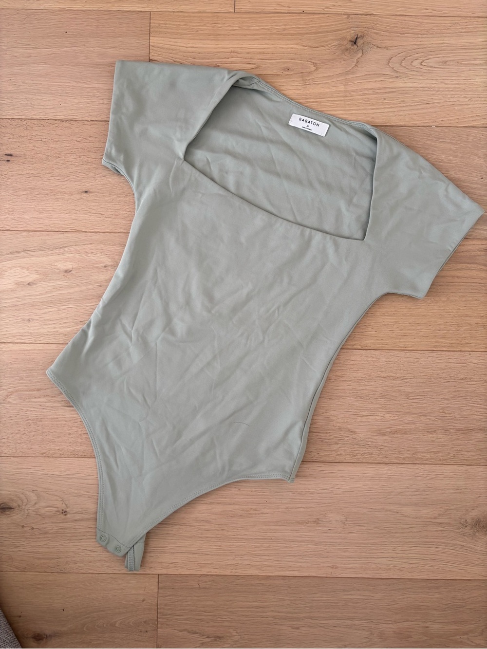 Babaton Muted Sage Green Square Neck Bodysuit